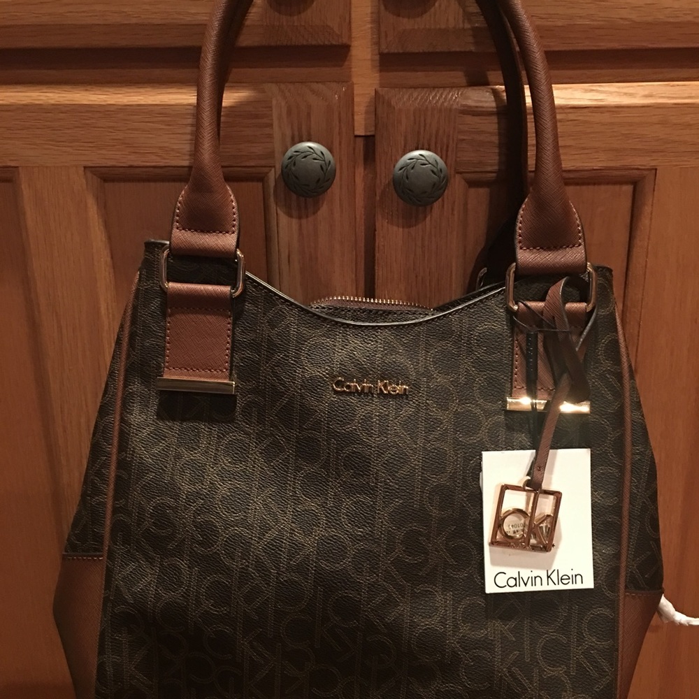 Calvin Klein Monogram Hudson Shopper Tote Handbag